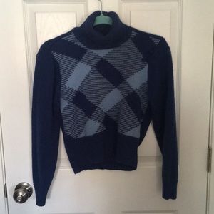 super cute dark and light blue plaid turtleneck!!